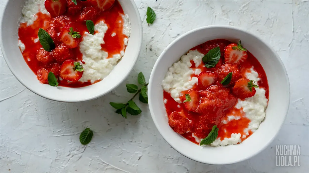 Proteinowy pudding ryżowy z truskawkami